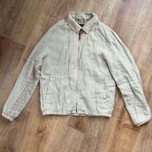 J. Crew Men's Light Beige Linen Zip-Front Shirt Jacket